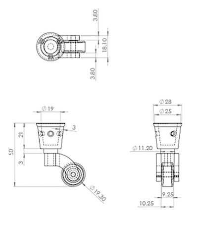 0.74" (19mm) - Including Screws